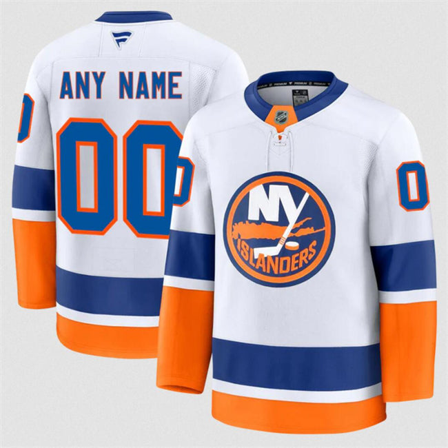 Men's Custom New York Islanders Jersey Name, Number 2025 Away White