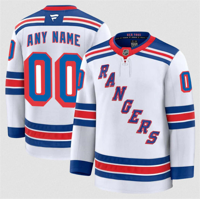 Men's Custom New York Rangers Jersey Name, Number 2025 Away White
