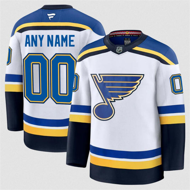 Men's Custom St. Louis Blues Jersey Name, Number 2025 Away White