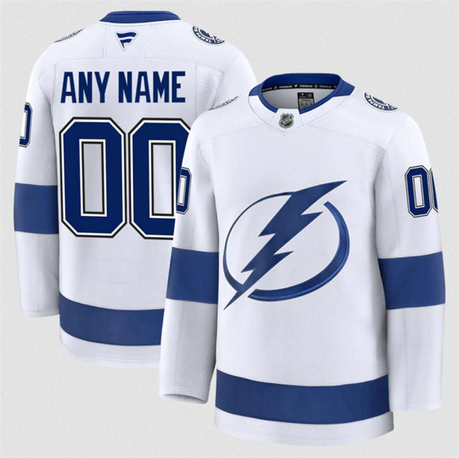 Men's Custom Tampa Bay Lightning Jersey Name, Number 2025 Away White