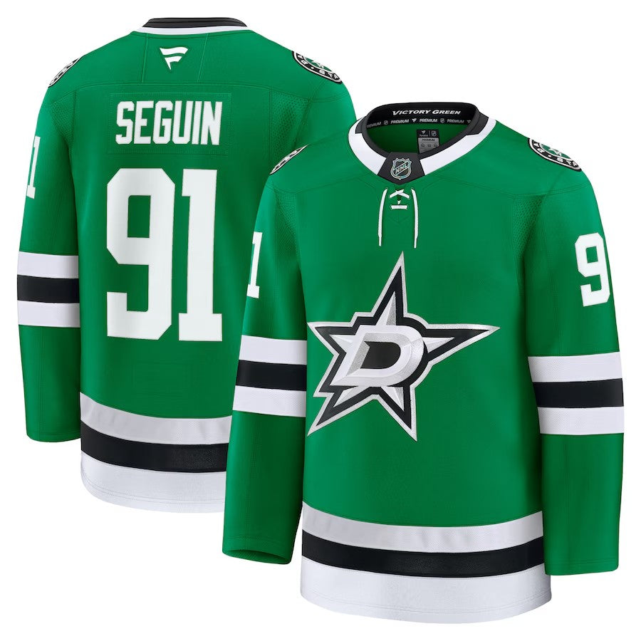 Men's Dallas Stars #91 Tyler Seguin Home Premium Jersey Kelly Green