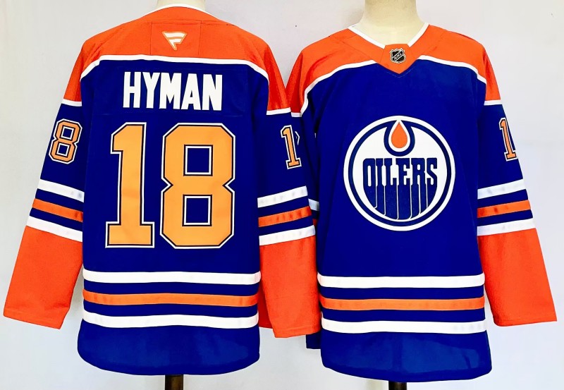 Men's Edmonton Oilers #18 Zach Hyman Jersey Blue