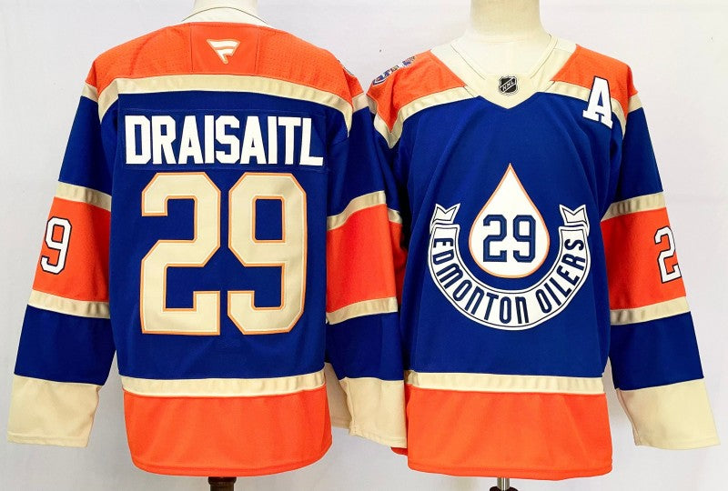 Men's Edmonton Oilers #29 Leon Draisaitl Jersey Stitched Blue