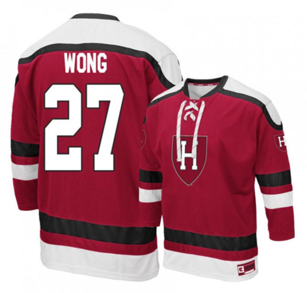 Men's Harvard Crimson #27 Austin Wong Stitched College Hockey Jersey