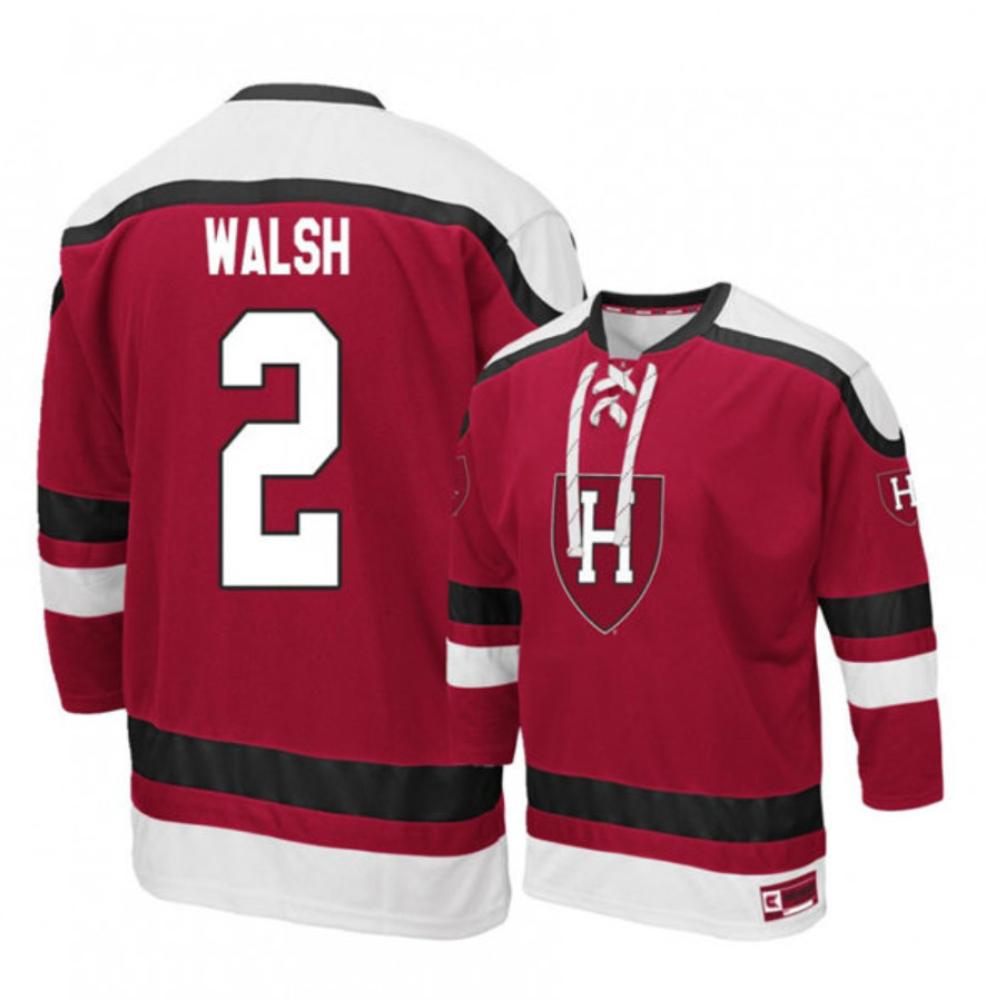 Men's Harvard Crimson #2 Reilly Walsh Stitched College Hockey Jersey