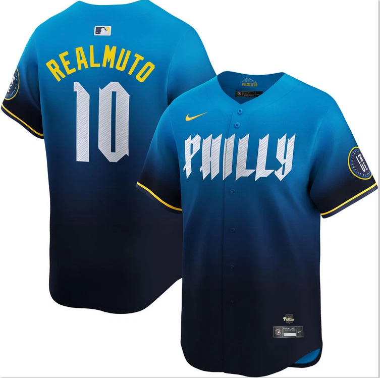 Men's J.T. Realmuto Blue City Connect Limited Player Stitched Jersey #10