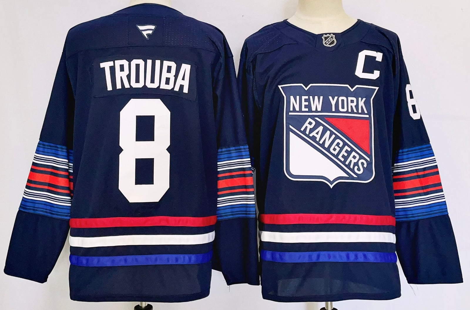 Men’s Jacob Trouba Jersey #8 New York Rangers Navy Alternate All Stitched