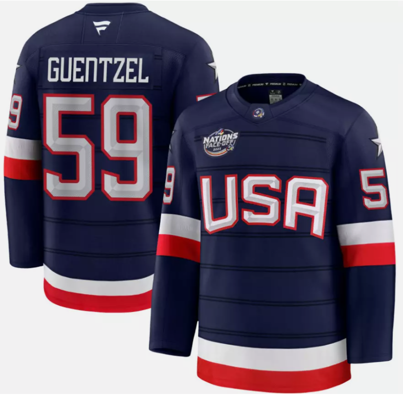 Men's Jake Guentzel #59 USA Navy 2025 4 Nations Face-Off Stitched