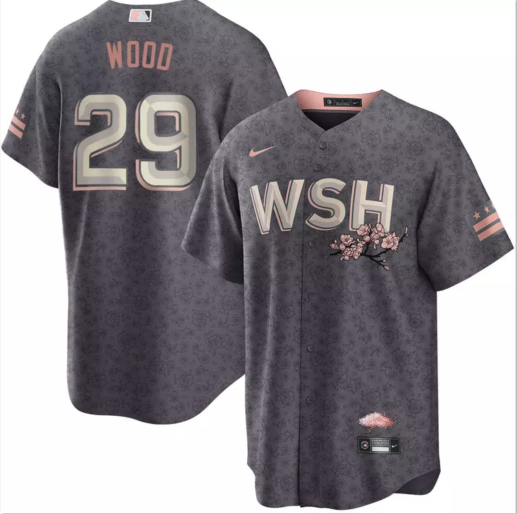 Men's James Wood #29 City Connect Gray Jersey Stitched