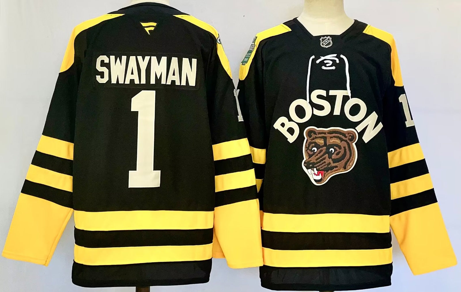 Men’s Jeremy Swayman Jersey #1 Boston Bruins 2023 Winter Classic Stitched
