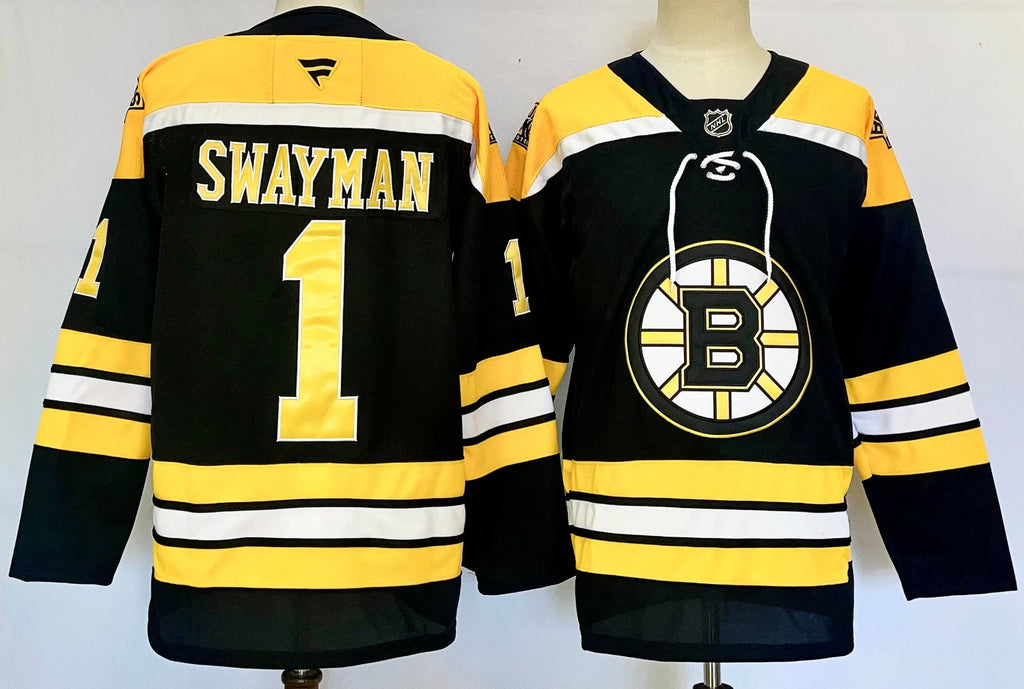Men’s Jeremy Swayman Jersey #1 Boston Bruins Home Breakaway Black Stitched