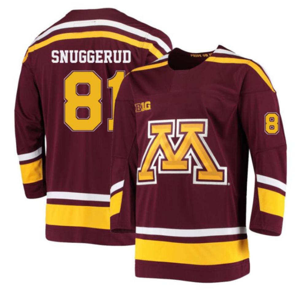 Men's Jimmy Snuggerud #81 Minnesota Golden Gophers Hockey Stitched Jersey Maroon