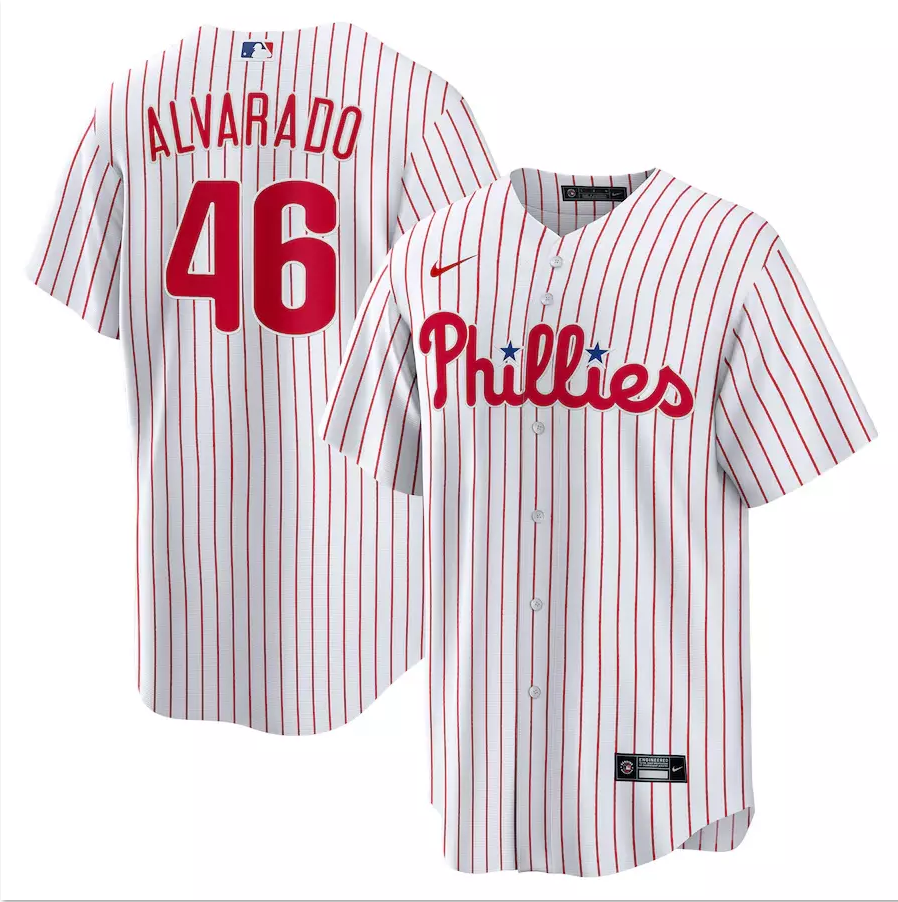 Men's José Alvarado White Home Replica Player Stitched Jersey #46