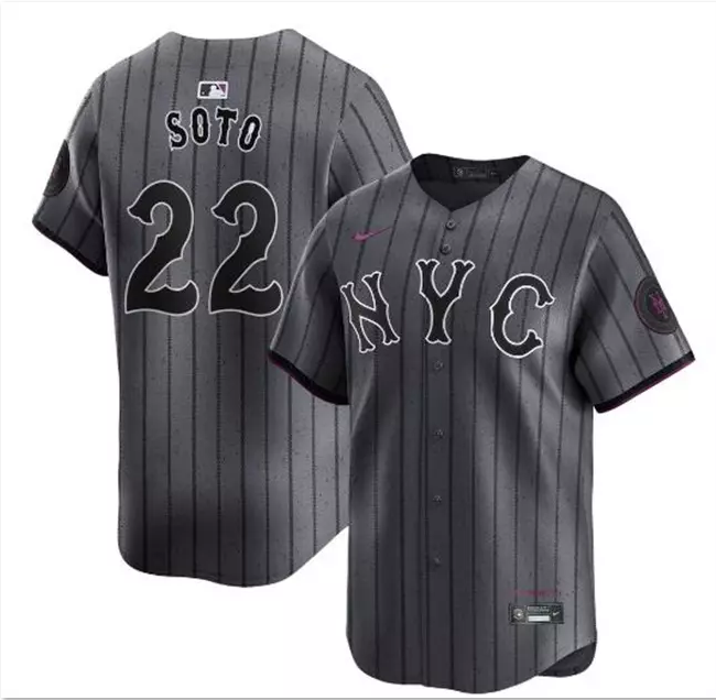 Men's Juan Soto Graphite City Connect Limited Stitched Jersey #22