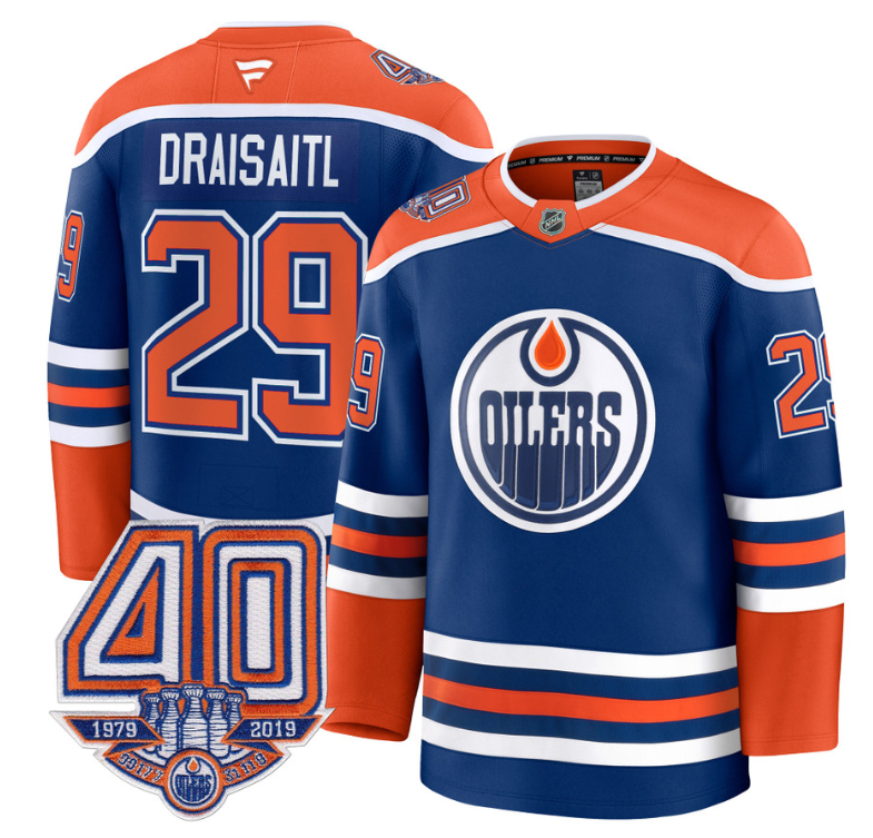 Men's Leon Draisaitl Jersey #29 Edmonton Oilers 40th Anniversary Stitched Home