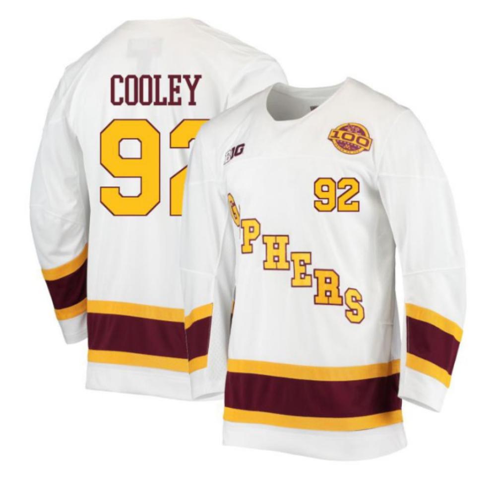 Men's Logan Cooley #92 Minnesota Golden Gophers Hockey All Stitched Jersey White