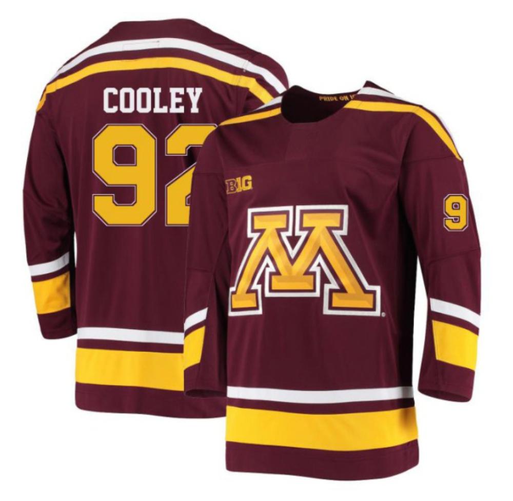 Men's Logan Cooley #92 Minnesota Golden Gophers Hockey Stitched Maroon Jersey