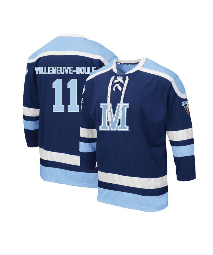 Men's Maine Black Bears #11 Donavan Villeneuve-houle Navy Blue Hockey Jersey