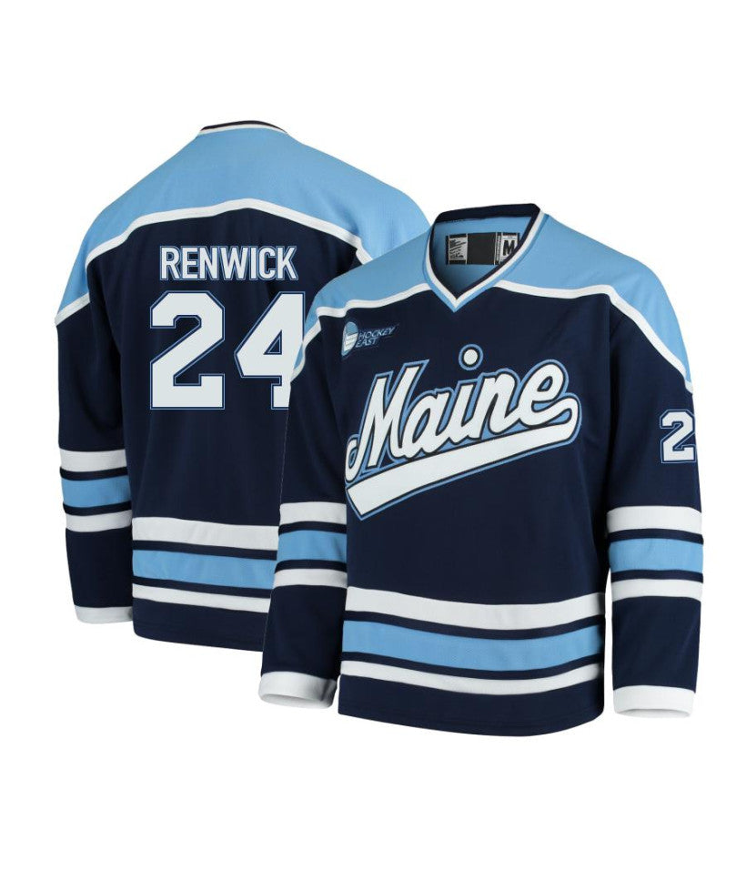 Men's Maine Black Bears #24 Nolan Renwick Navy Hockey Jersey