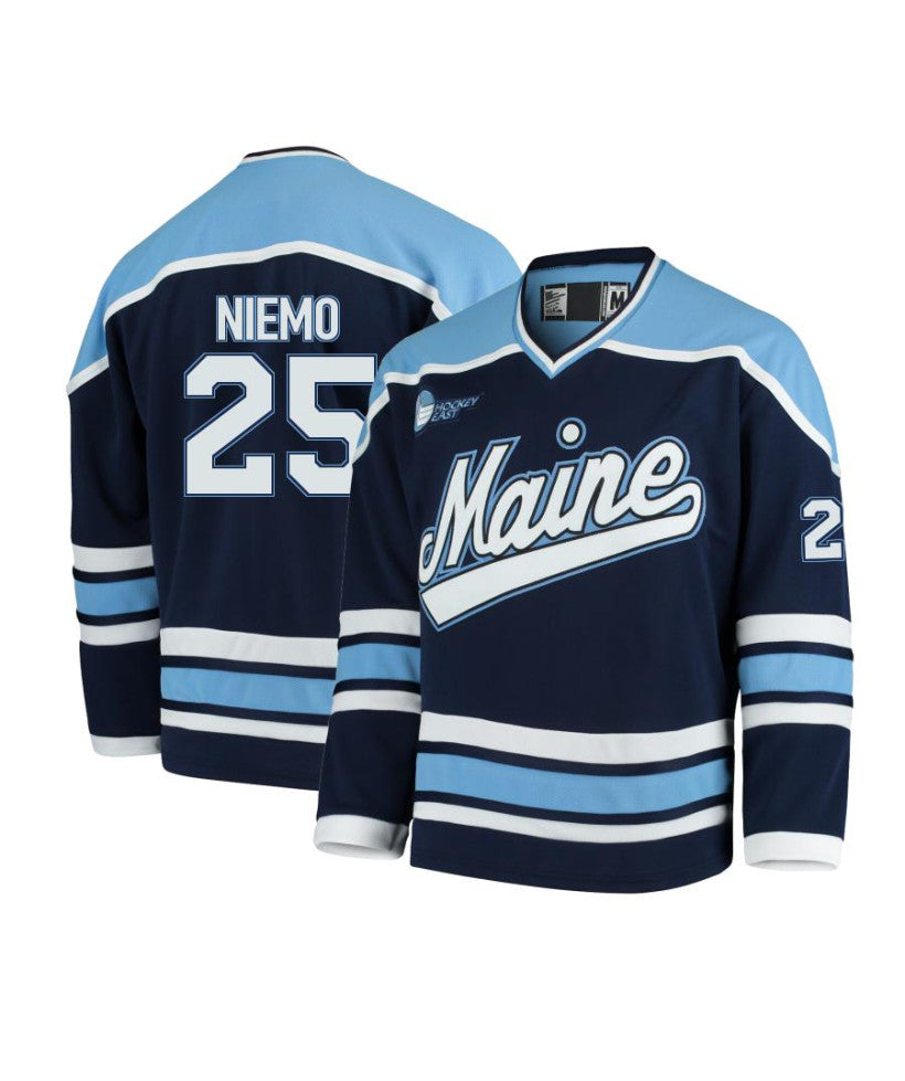 Men's Maine Black Bears #25 Nicholas Niemo Navy Hockey Jersey