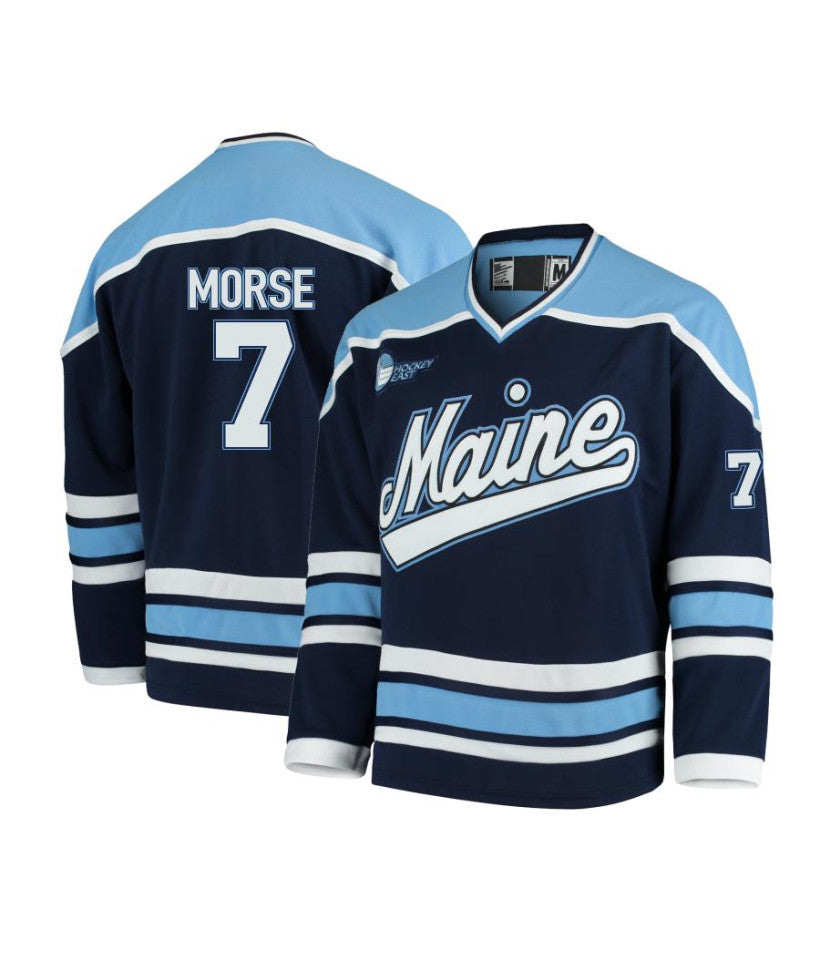 Men's Maine Black Bears #7 Brian Morse Navy Hockey Jersey