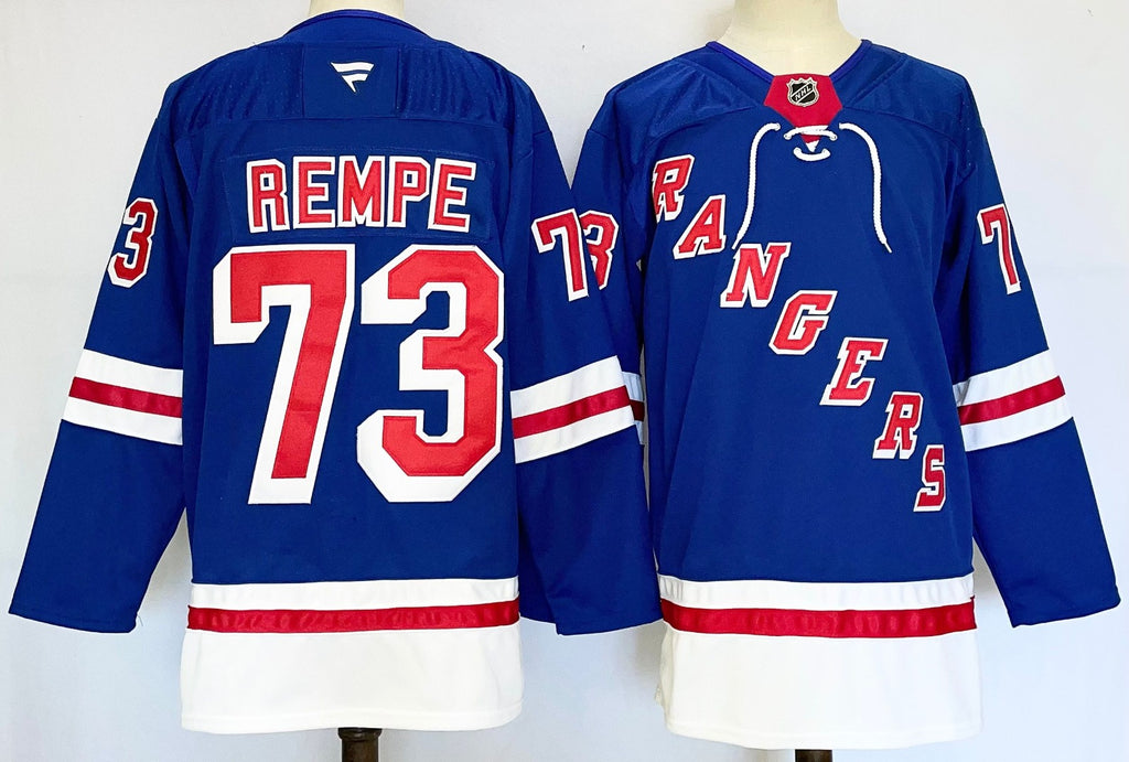 Men’s Matt Rempe Jersey #73 New York Rangers Blue Home Stitched
