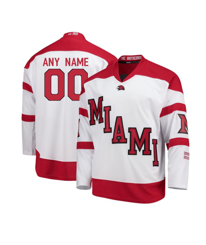 Men's Miami RedHawks Custom White Hockey Jersey