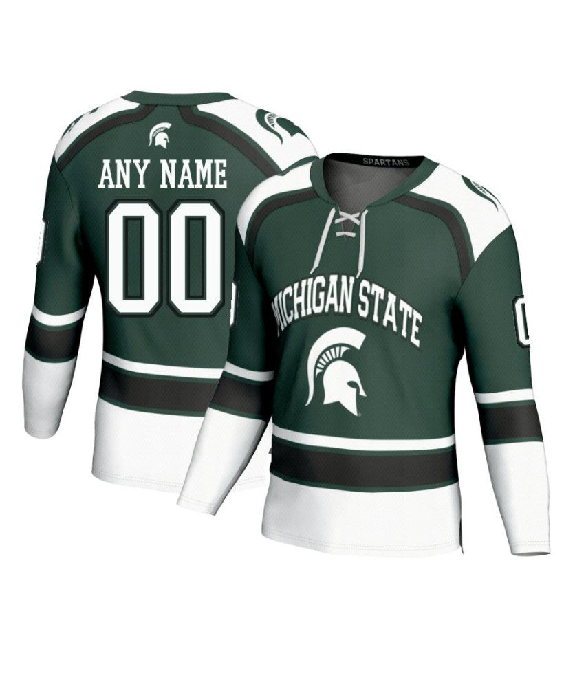 Men's Michigan State Spartans Custom Green Fashion Hockey Jersey