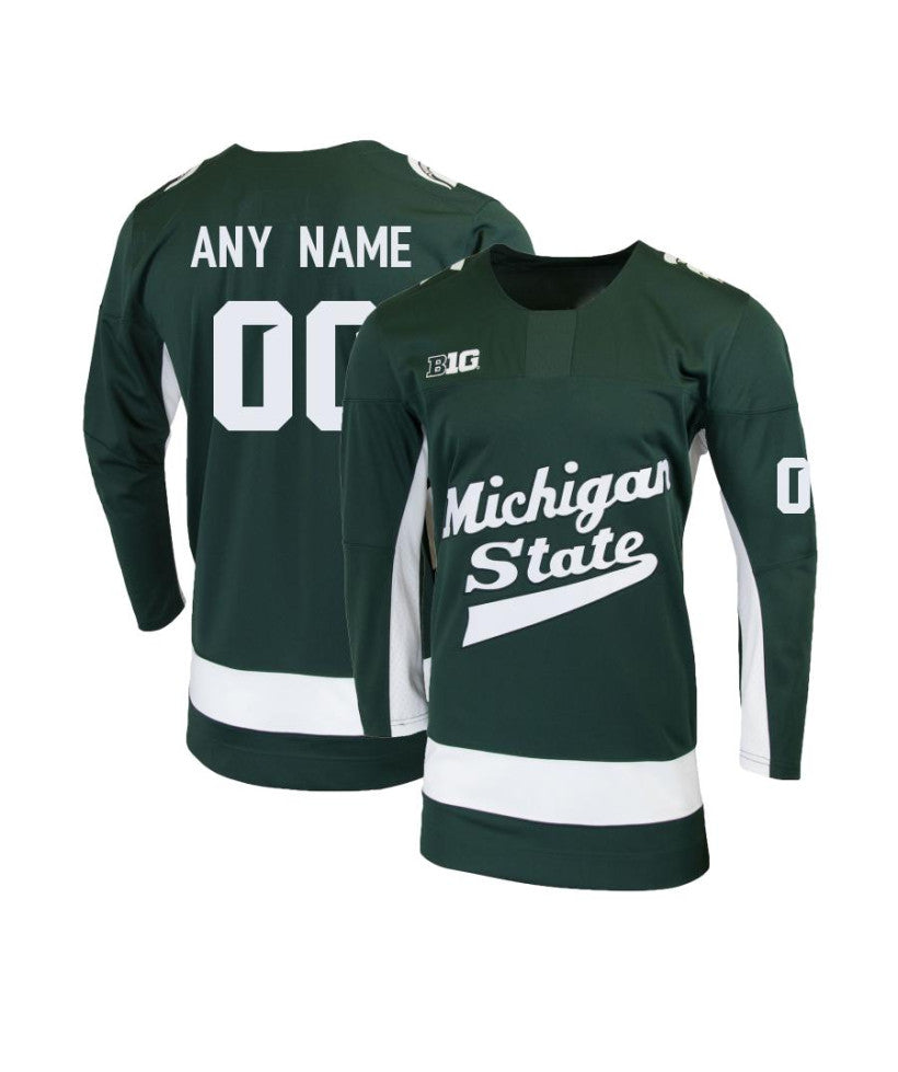 Men's Michigan State Spartans Custom Green Hockey Jersey