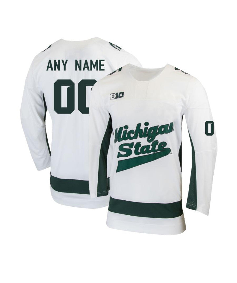 Men's Michigan State Spartans Custom White Hockey Jersey