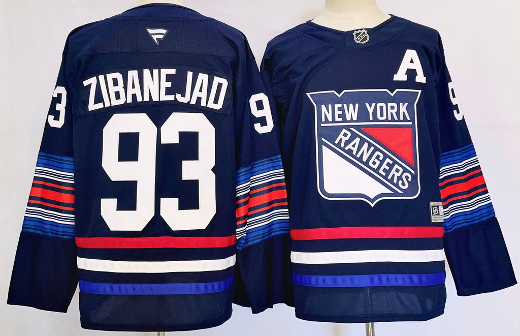 Men’s Mika Zibanejad Jersey #93 New York Rangers Navy Alternate Stitched