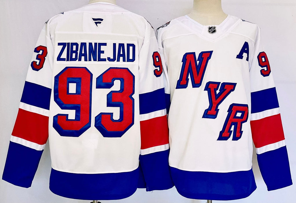 Men’s Mika Zibanejad Jersey #93 New York Rangers White Alternate Stitched