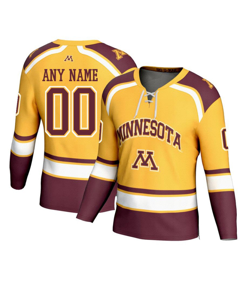 Men's Minnesota Golden Gophers Custom Gold Fashion Hockey Jersey