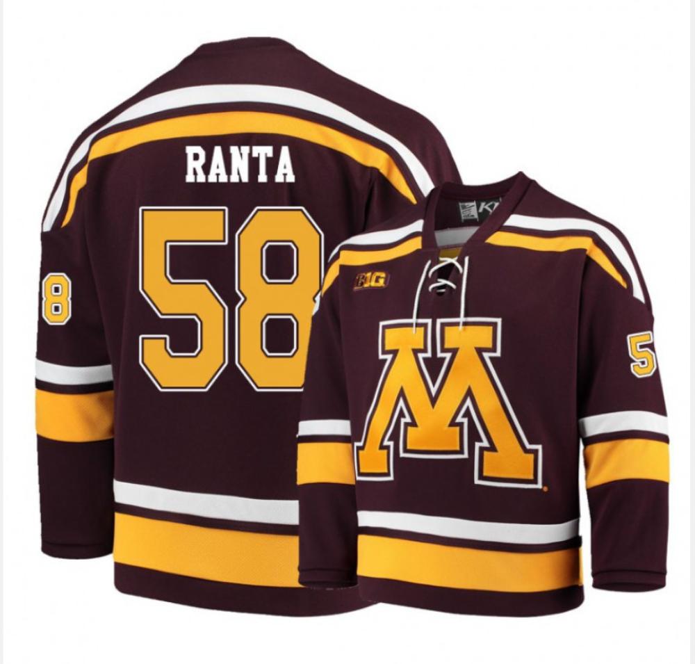 Men's Minnesota Golden Gophers #58 Sampo Ranta Hockey All Stitched Maroon Jersey