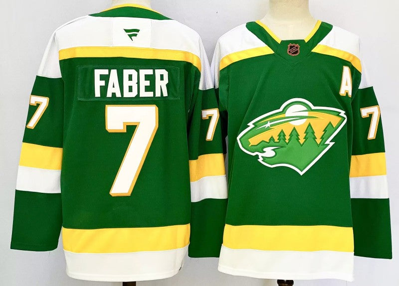 Men's Minnesota Wild #7 Brock Faber Jersey Stitched