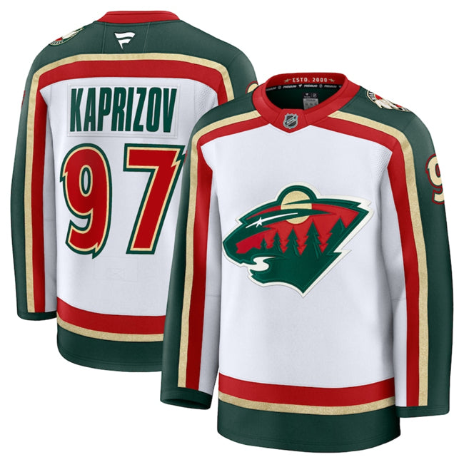 Men's Minnesota Wild #97 Kirill Kaprizov Jersey White 2025 25th Anniversary Stitched