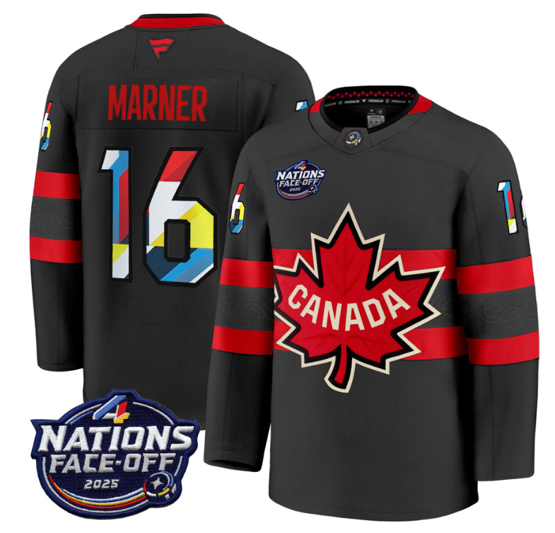 Men's Mitch Marner Jersey #16 Canada 4 Nations Face-Off 2025 V2 Stitched Black