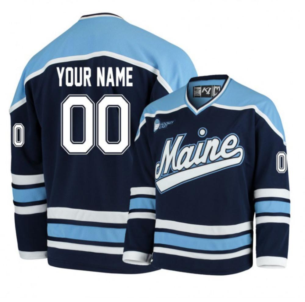 Men's NCAA 2024 Champions Maine Black Bears Navy Blue Custom Hockey Jersey
