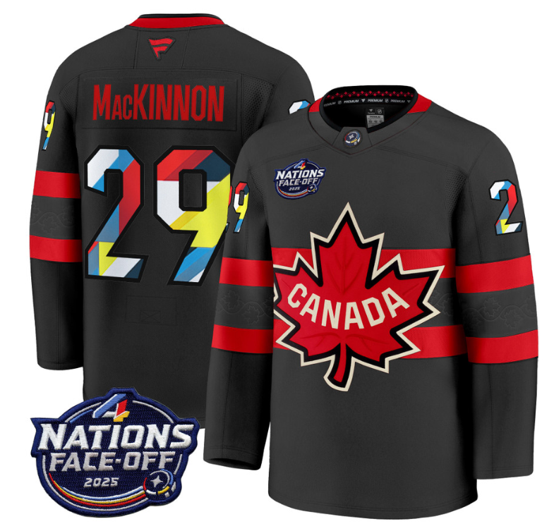 Men's Nathan MacKinnon Jersey #29 Canada 4 Nations Face-Off 2025 V2 Black
