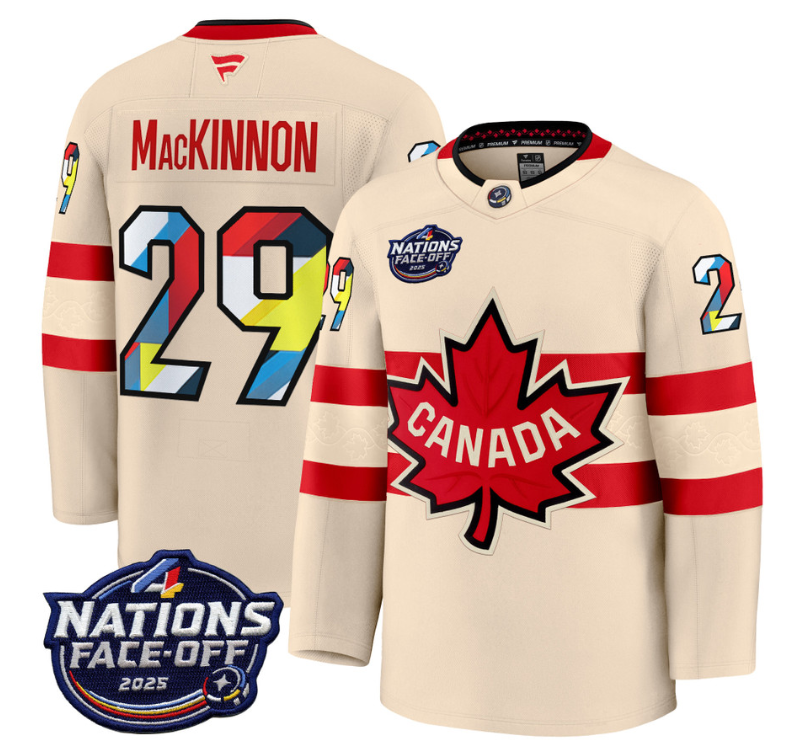 Men's Nathan MacKinnon Jersey #29 Canada 4 Nations Face-Off 2025 V2 Cream