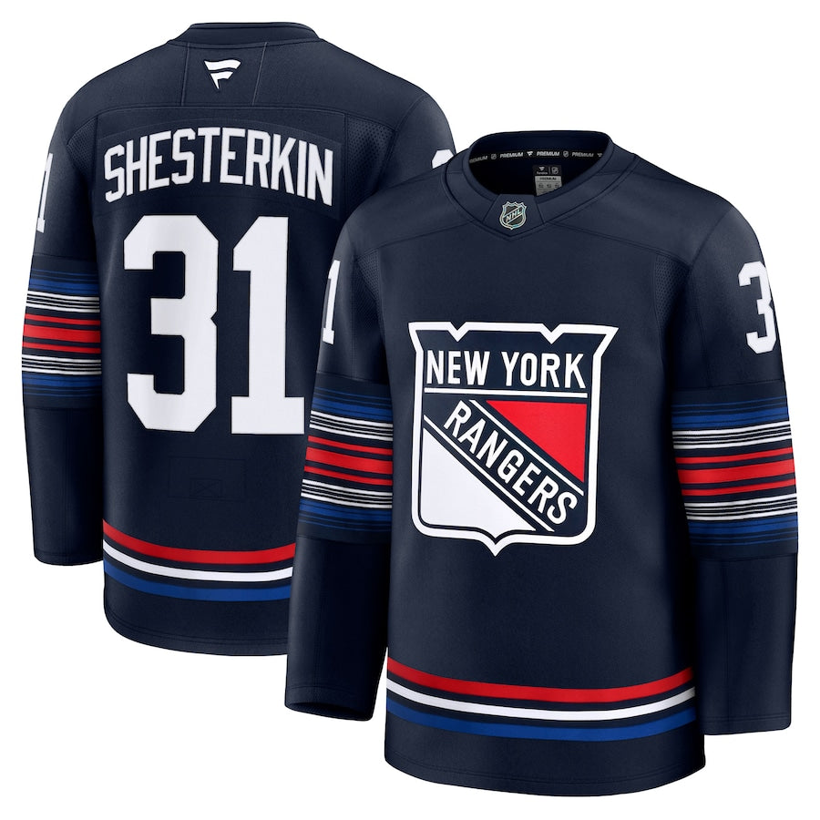 Men's New York Rangers #31 Igor Shesterkin Alternate Premium Jersey Navy