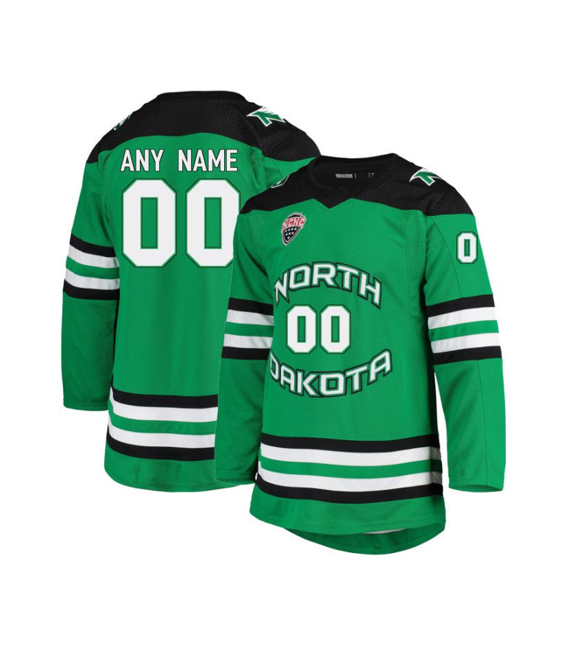 Men's North Dakota Fighting Hawks Custom Kelly Green Hockey Jersey