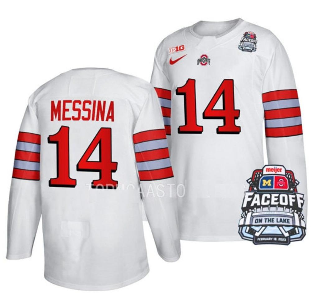 Men's Ohio State Buckeyes #14 D. Messina College Hockey Stitched Jersey White