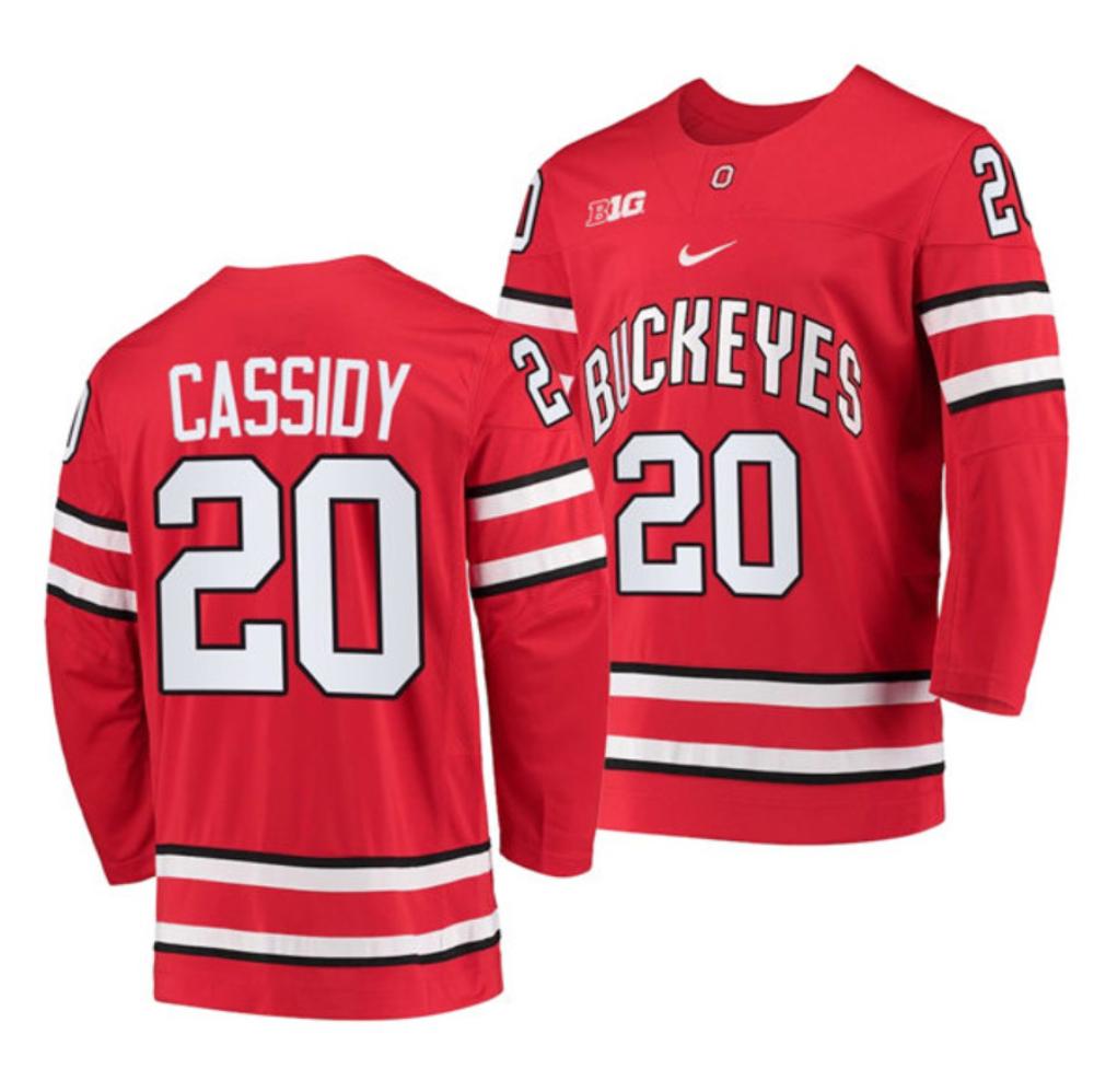 Men's Ohio State Buckeyes #20 Matt Cassidy College Hockey Stitched Jersey Red
