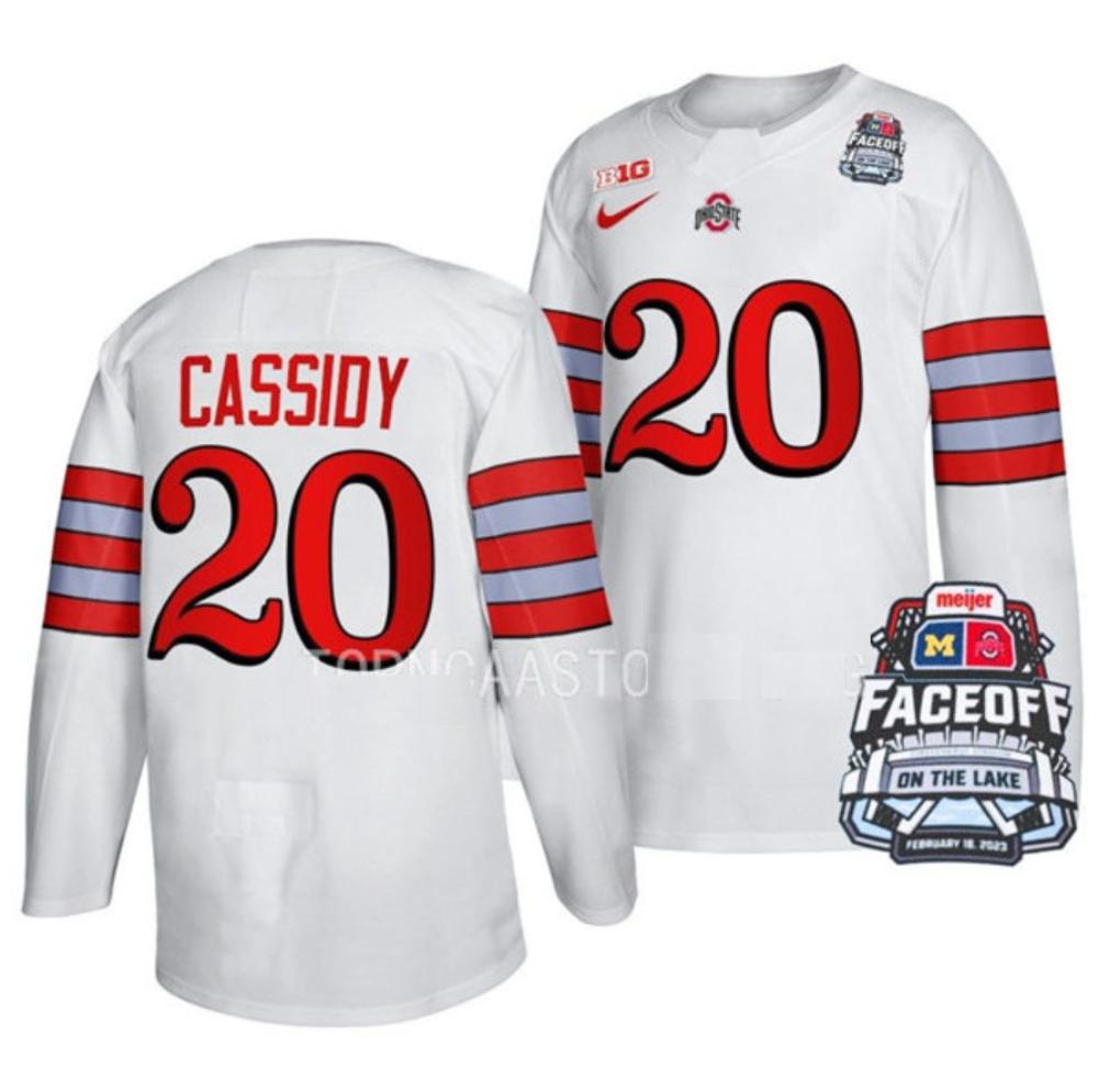 Men's Ohio State Buckeyes #20 Matt Cassidy College Hockey Stitched Jersey White