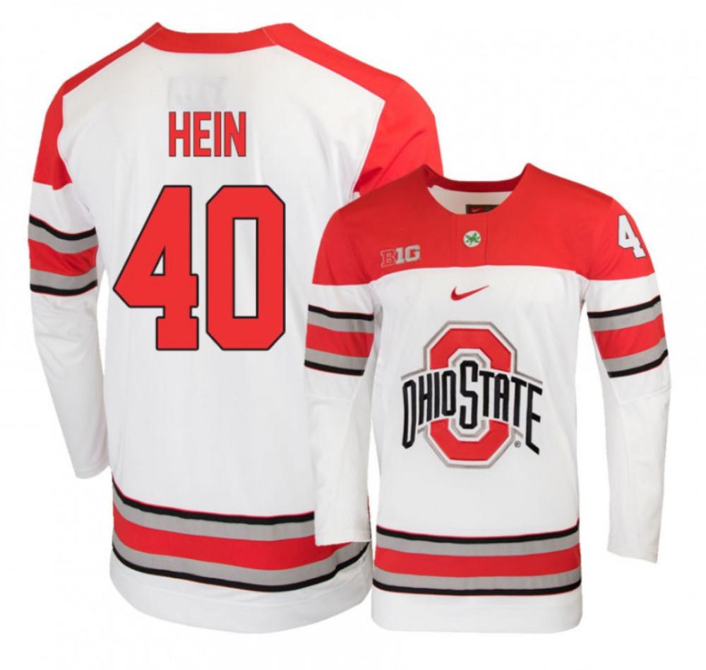 Men's Ohio State Buckeyes #40 Ronnie Hein College Hockey Stitched White Jersey