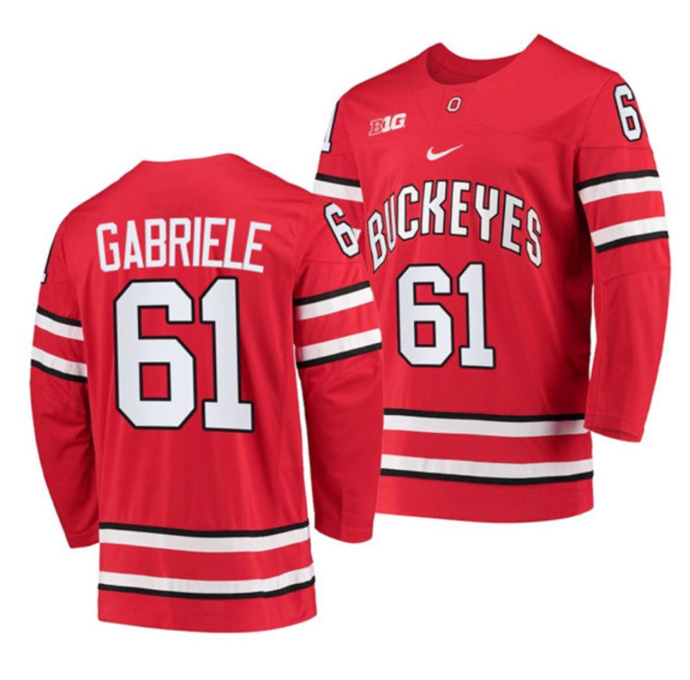 Men's Ohio State Buckeyes #61 Grant Gabriele College Hockey Stitched Jersey Red