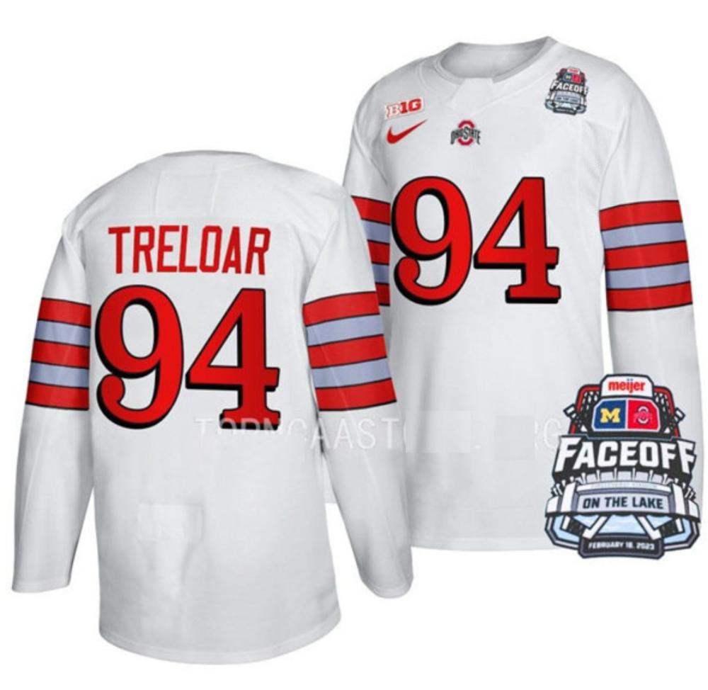 Men's Ohio State Buckeyes #94 T. Treloar College Hockey Stitched Jersey White