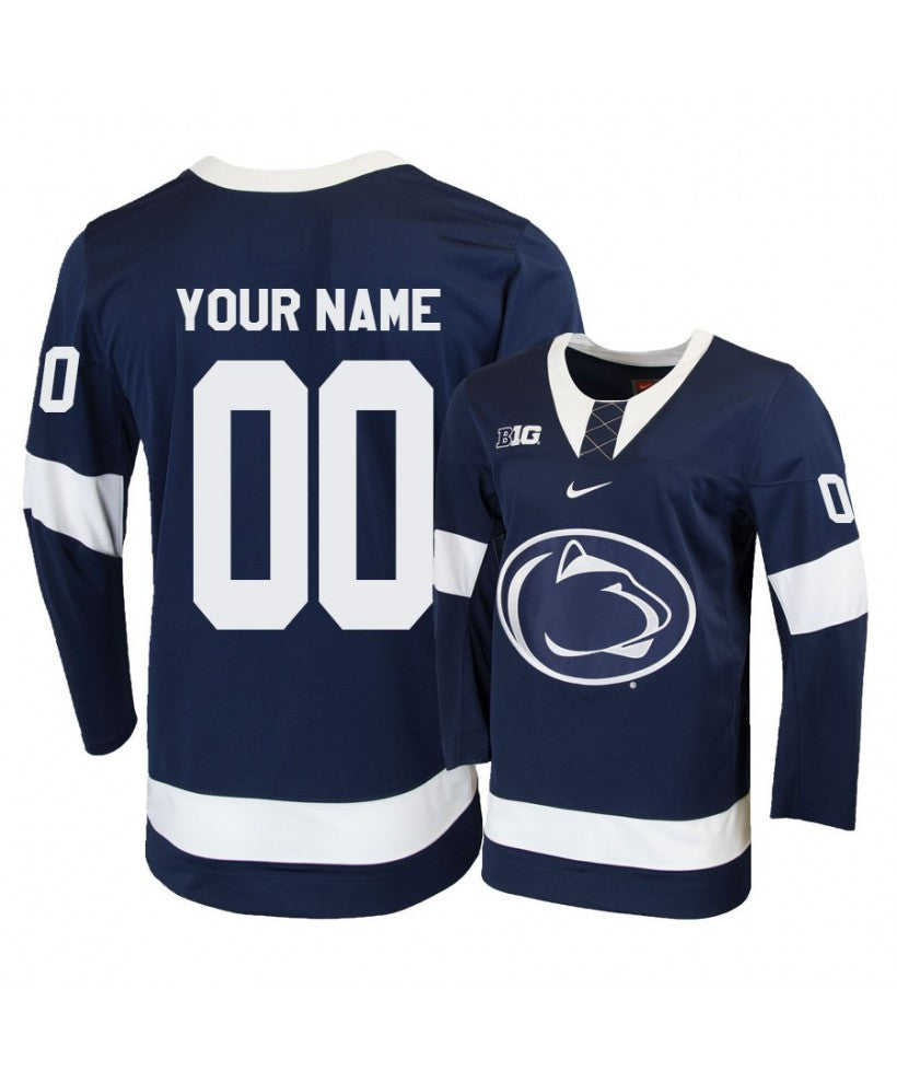 Men's Penn State Nittany Lions Navy Custom Hockey Jersey