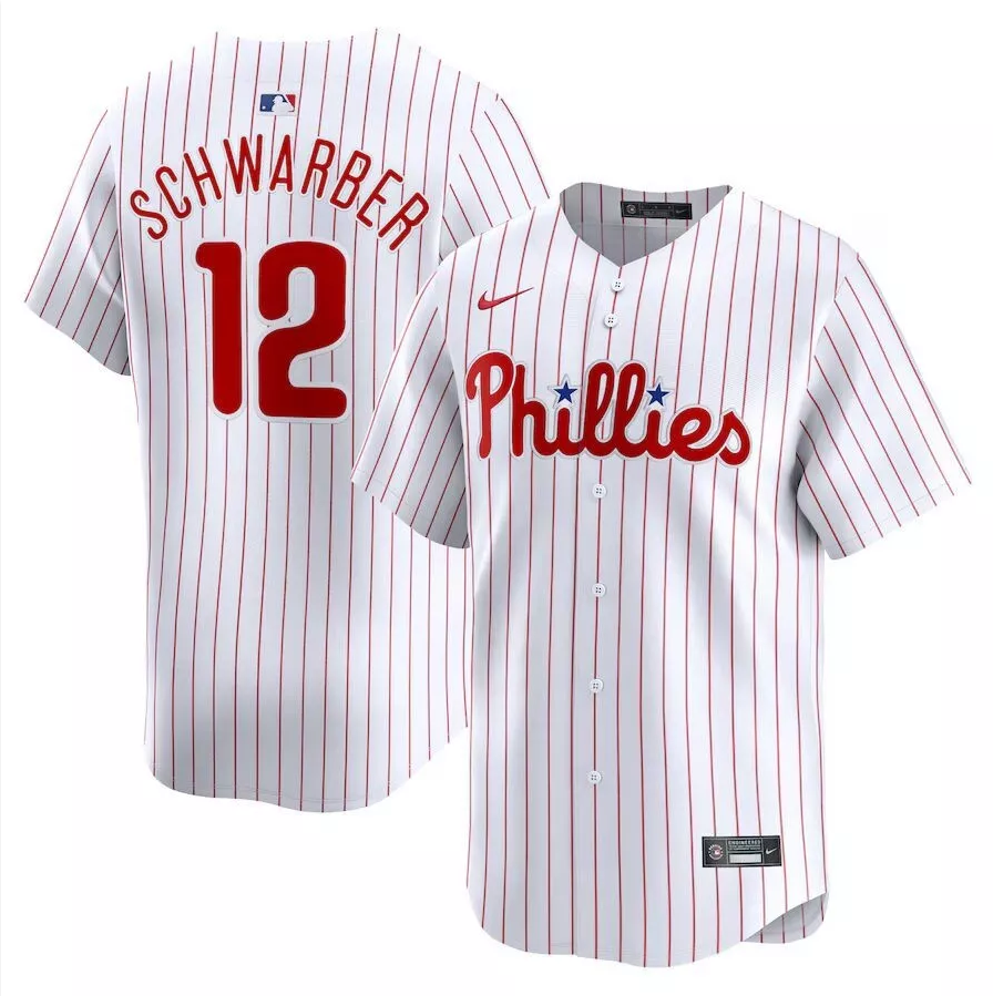 Men's Phillies Kyle Schwarber #12 White Home Player Jersey